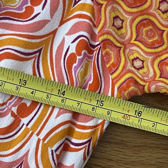 HALE BOB Draped Midi Dress Size Medium Orange Geometric Retro Colorful Fun - Picture 8 of 11